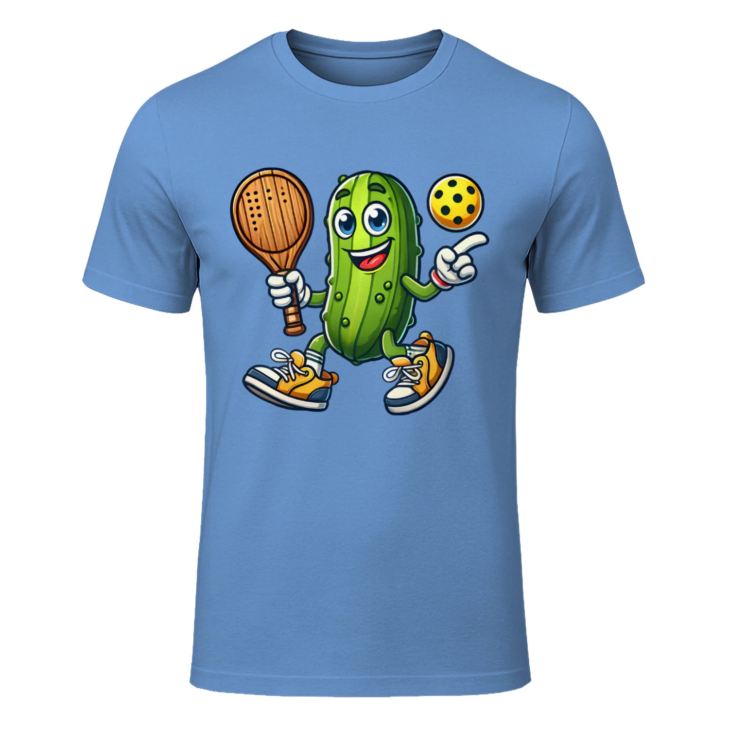 Funny Pickle Pickleball Player Cartoon T-Shirt – Funny Gift