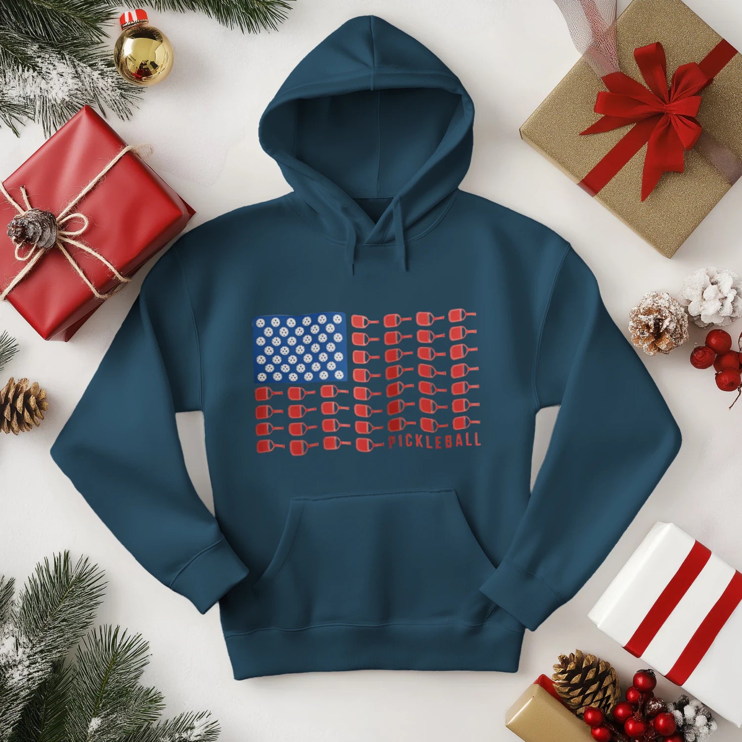 American Flag Pickleball Men’s Hoodie – Funny Gift