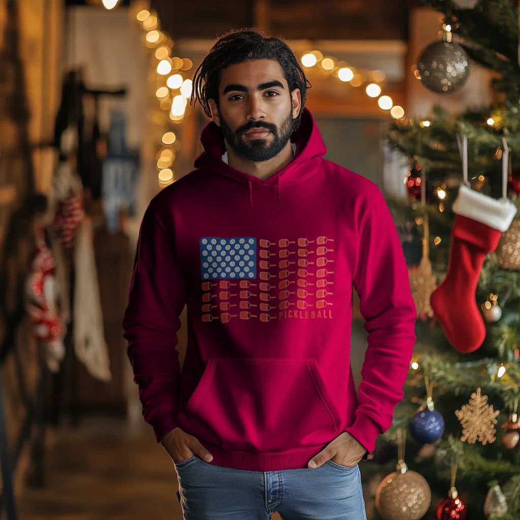 American Flag Pickleball Men’s Hoodie – Funny Gift