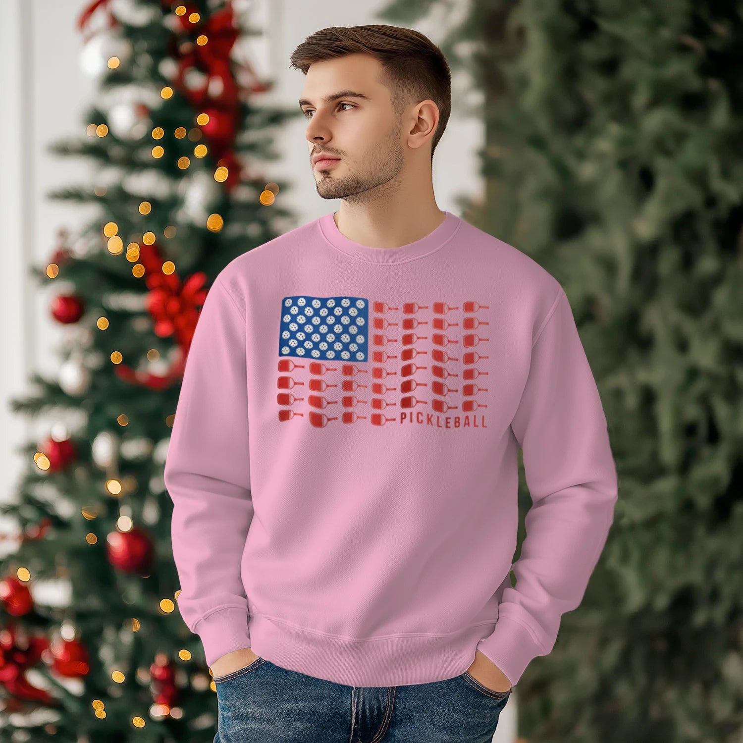American Flag Pickleball Men’s Sweatshirt – Funny Gift