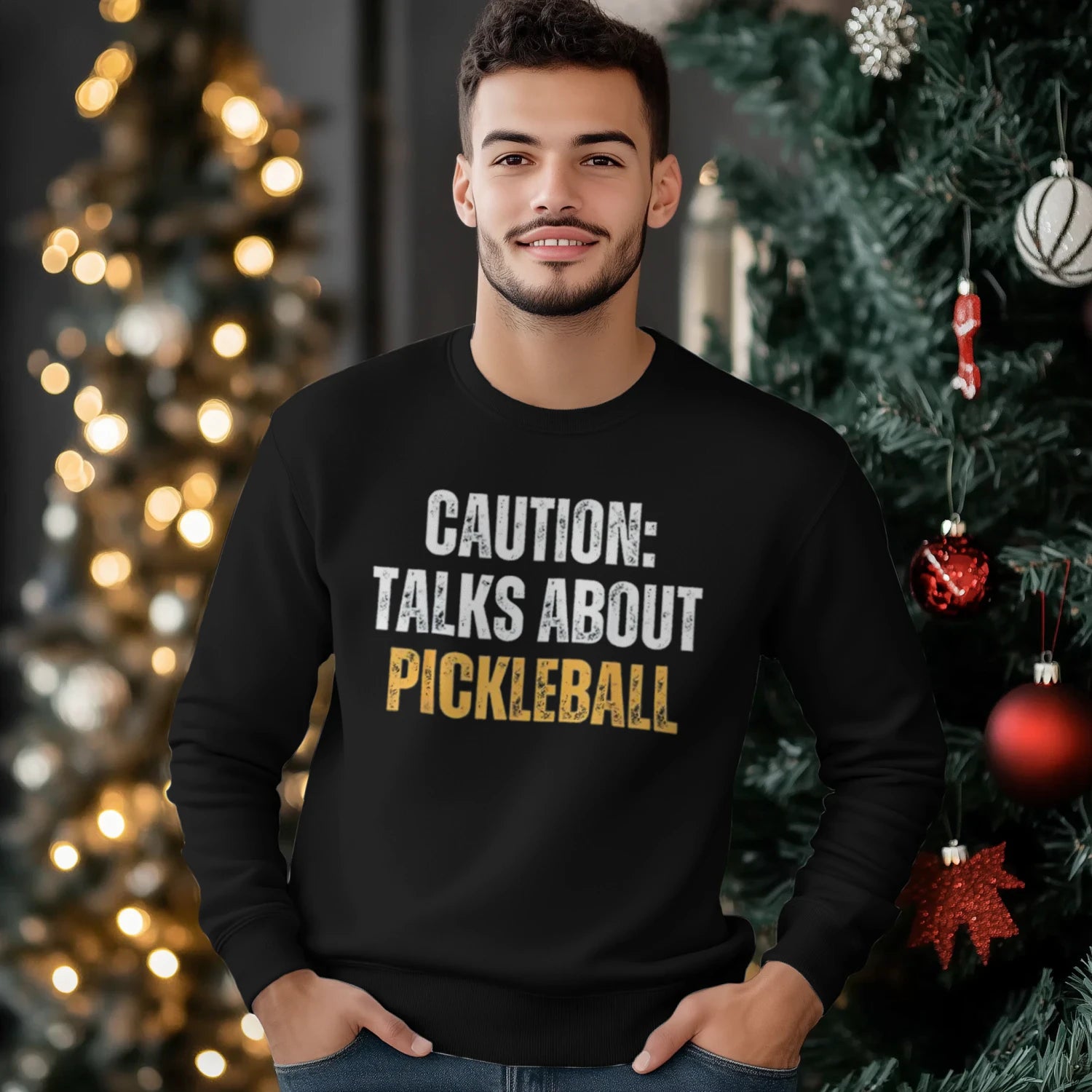 Caution: Talks About Pickleball Men’s Sweatshirt – Funny Gift