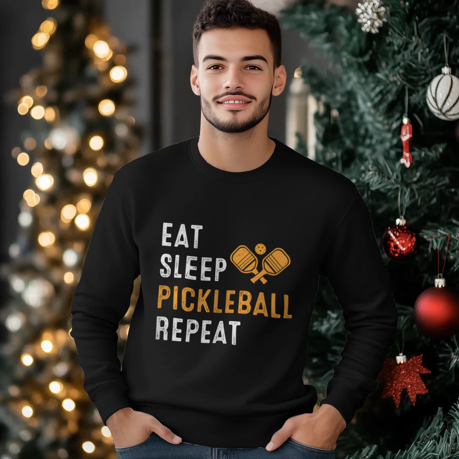 Eat Sleep Pickleball Repeat Men’s Sweatshirt – Funny Gift