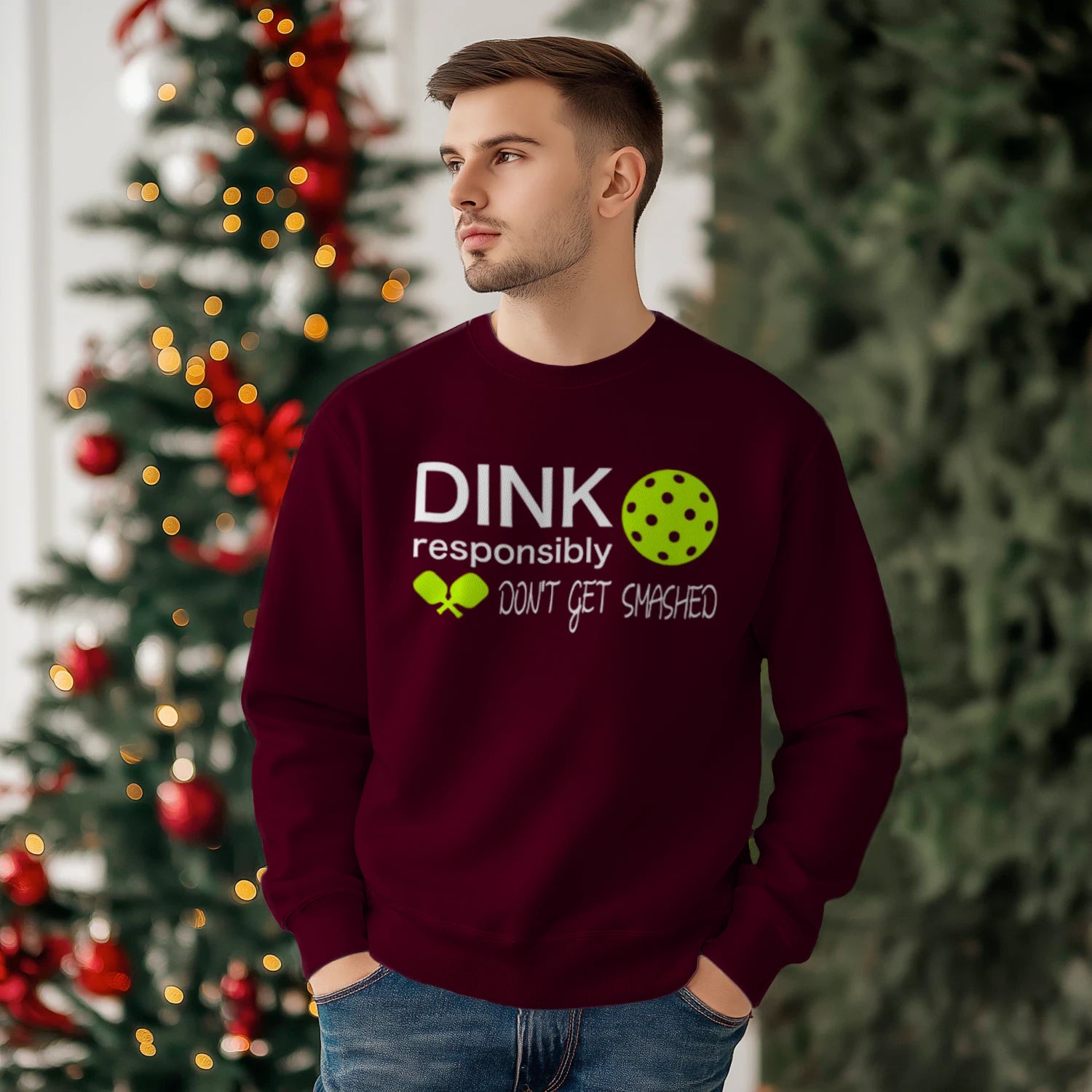 Dink Responsibly Pickleball Men’s Sweatshirt – Funny Gift