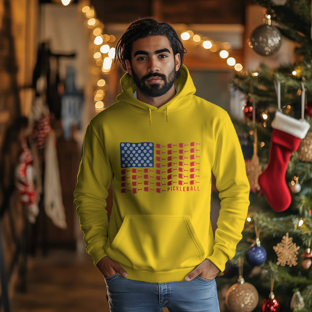 American Flag Pickleball Men’s Hoodie – Funny Gift