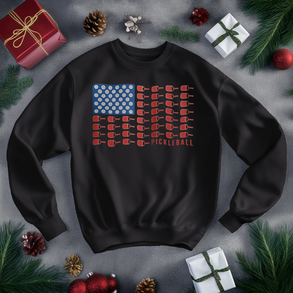 American Flag Pickleball Men’s Sweatshirt – Funny Gift