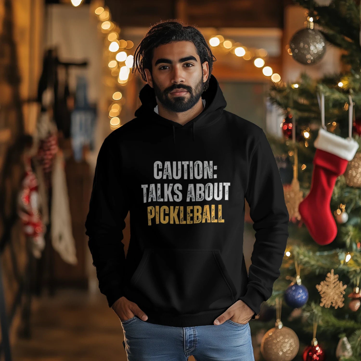 Caution: Talks About Pickleball Men’s Hoodie – Funny Gift