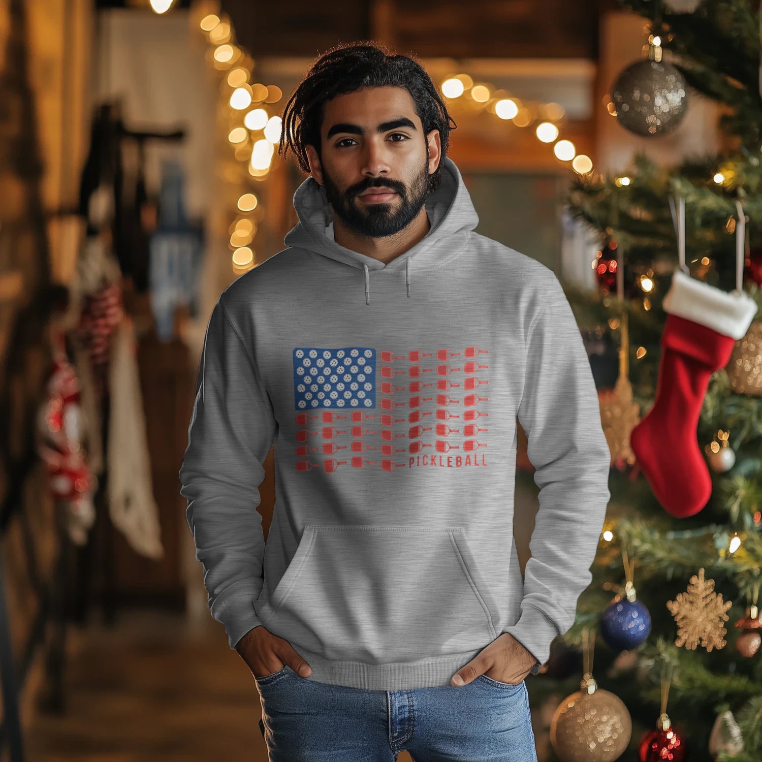 American Flag Pickleball Men’s Hoodie – Funny Gift