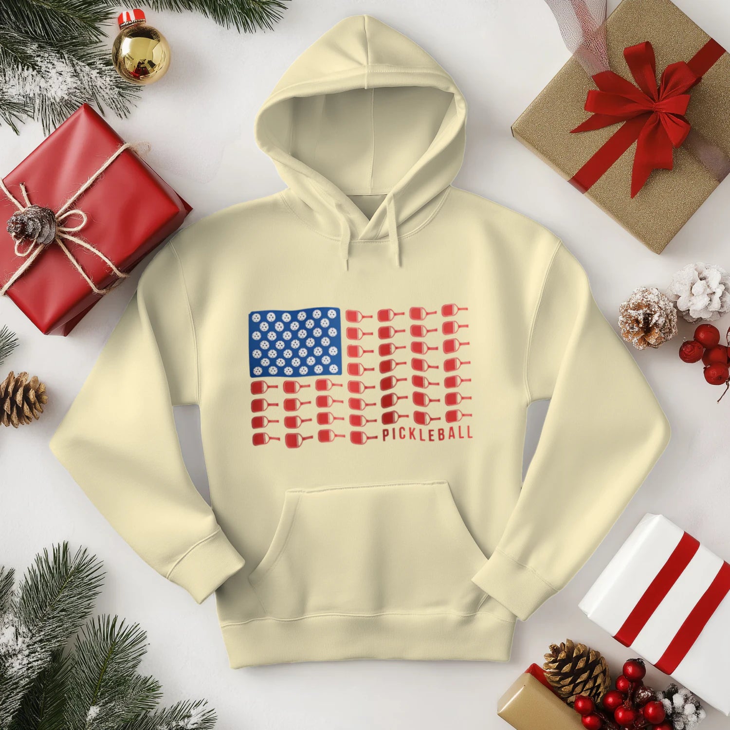 American Flag Pickleball Men’s Hoodie – Funny Gift