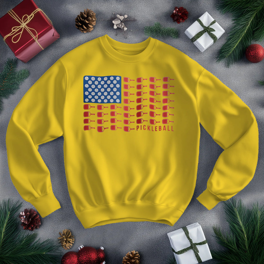 American Flag Pickleball Men’s Sweatshirt – Funny Gift