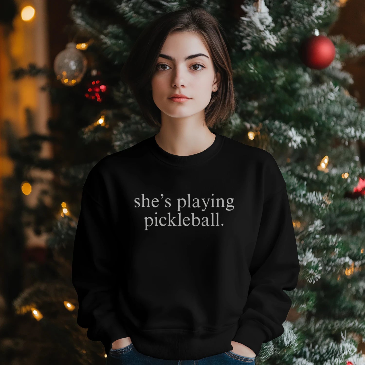 she s playing pickleball Women’s Sweatshirt – Funny Gift