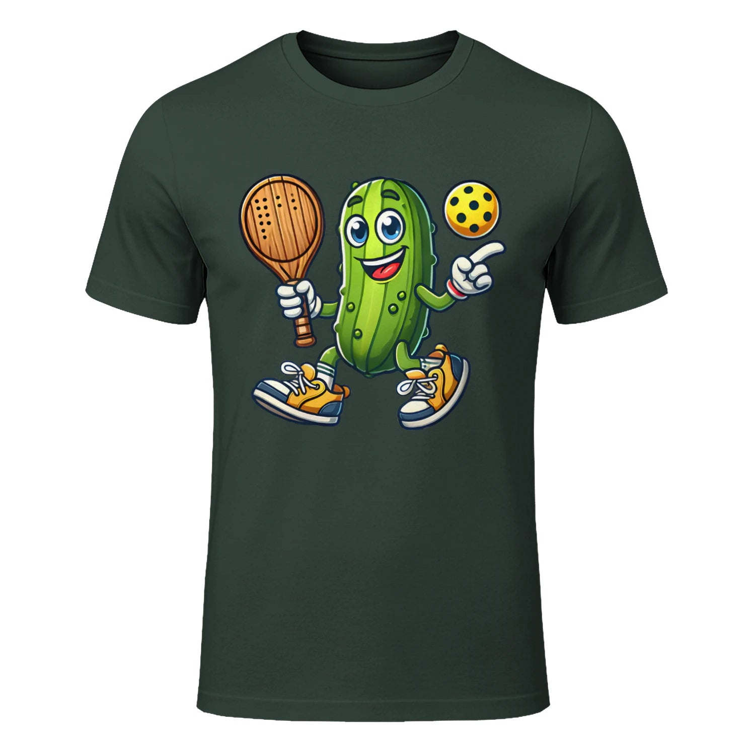 Funny Pickle Pickleball Player Cartoon T-Shirt – Funny Gift