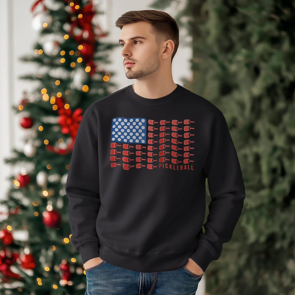 American Flag Pickleball Men’s Sweatshirt – Funny Gift
