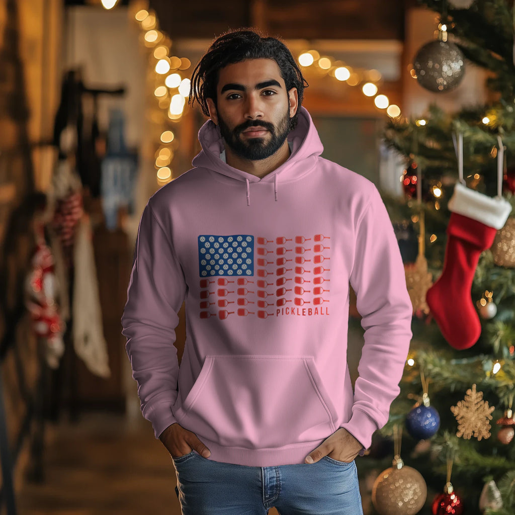 American Flag Pickleball Men’s Hoodie – Funny Gift
