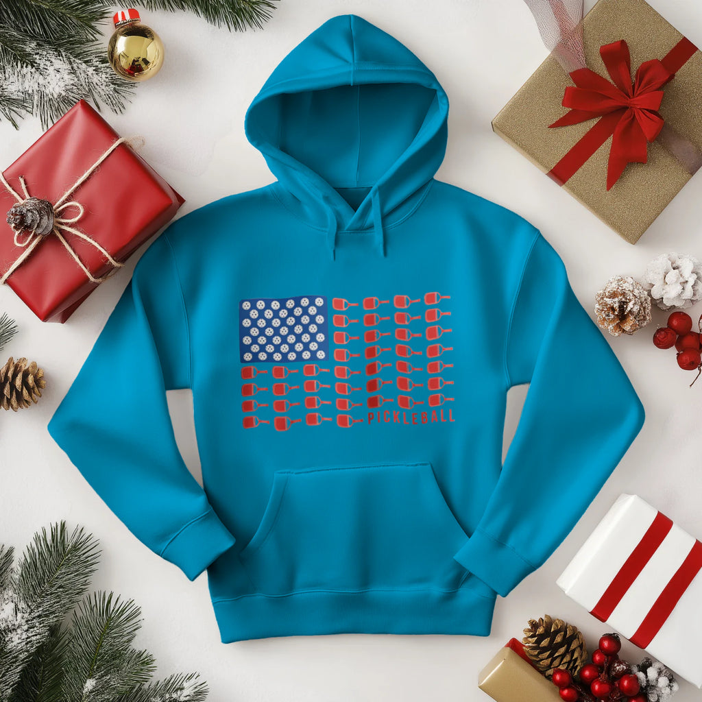 American Flag Pickleball Men’s Hoodie – Funny Gift