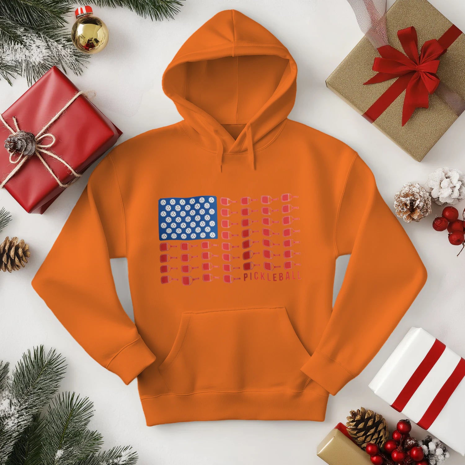 American Flag Pickleball Men’s Hoodie – Funny Gift
