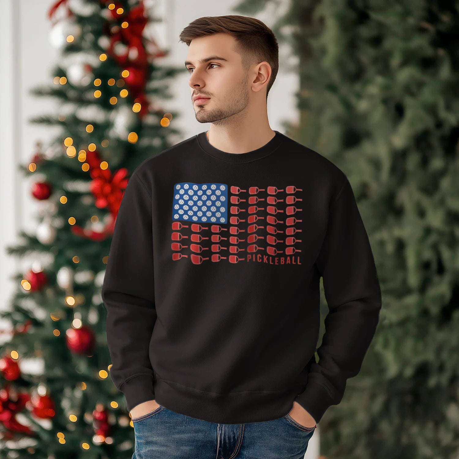 American Flag Pickleball Men’s Sweatshirt – Funny Gift