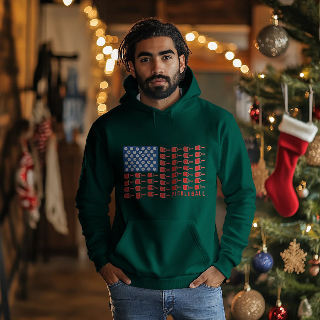 American Flag Pickleball Men’s Hoodie – Funny Gift