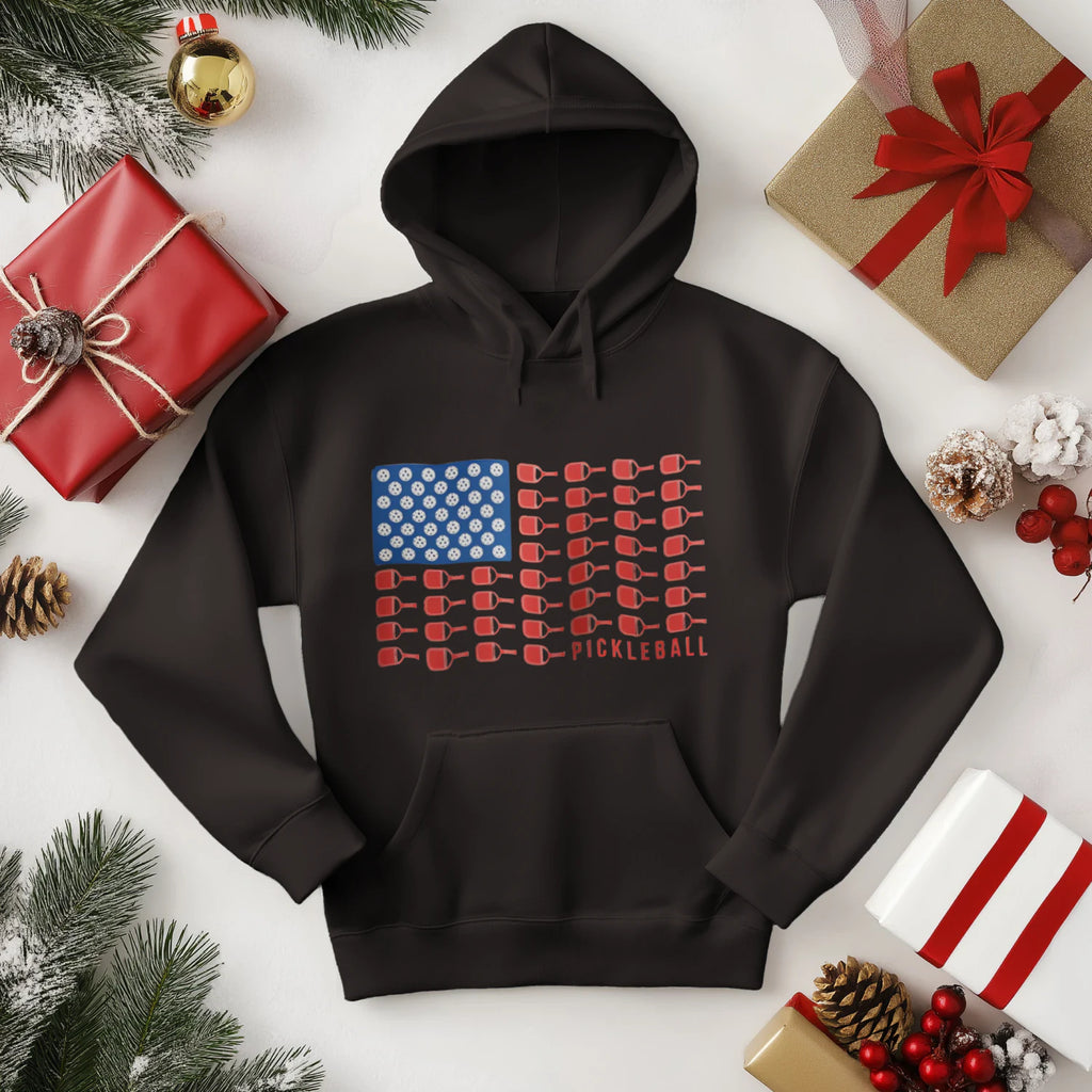 American Flag Pickleball Men’s Hoodie – Funny Gift