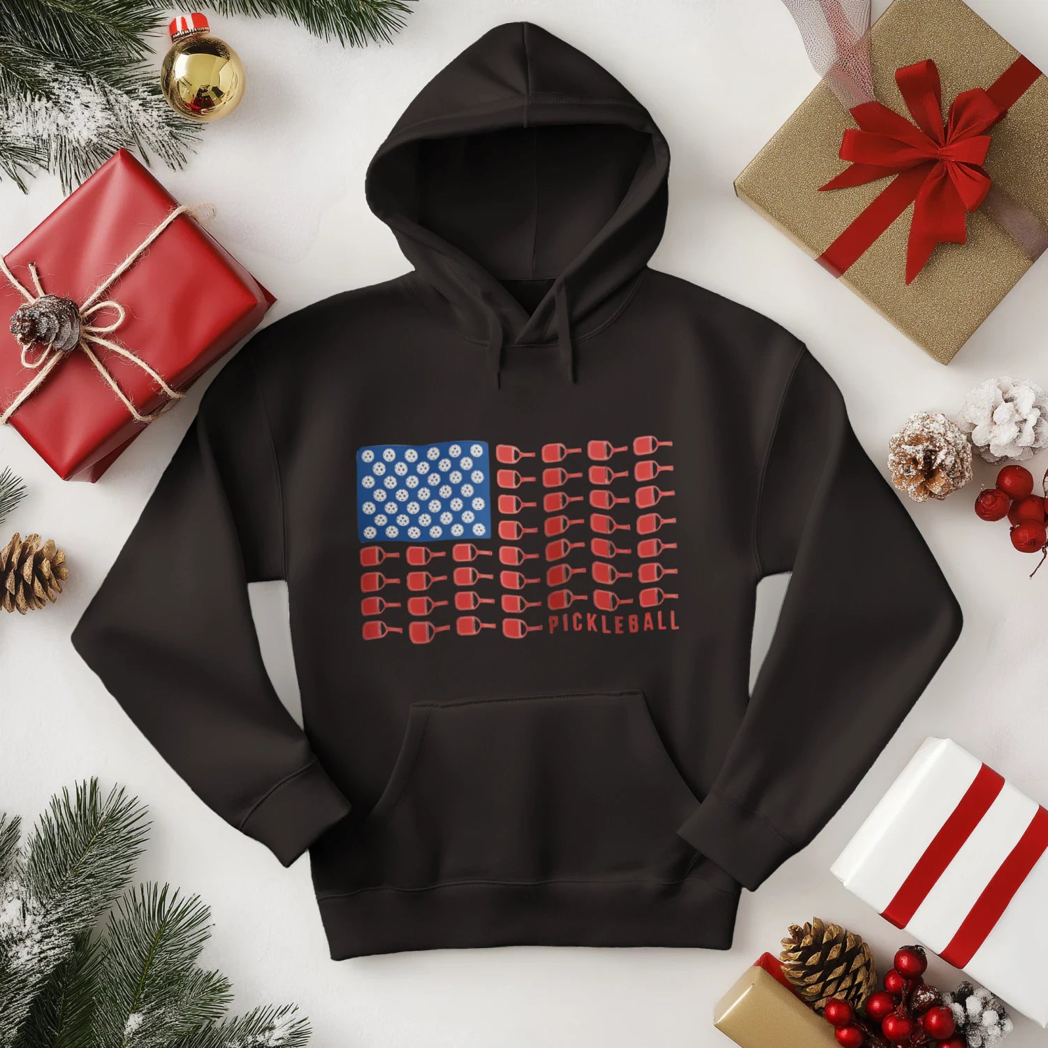 American Flag Pickleball Men’s Hoodie – Funny Gift