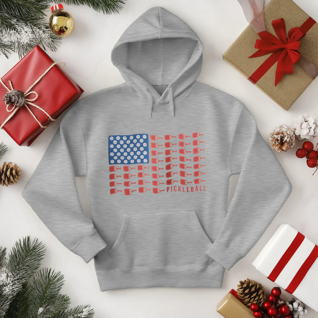 American Flag Pickleball Men’s Hoodie – Funny Gift
