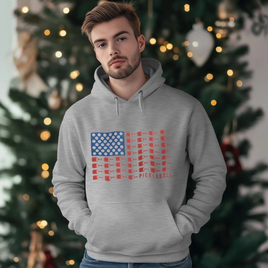 American Flag Pickleball Men’s Hoodie – Funny Gift