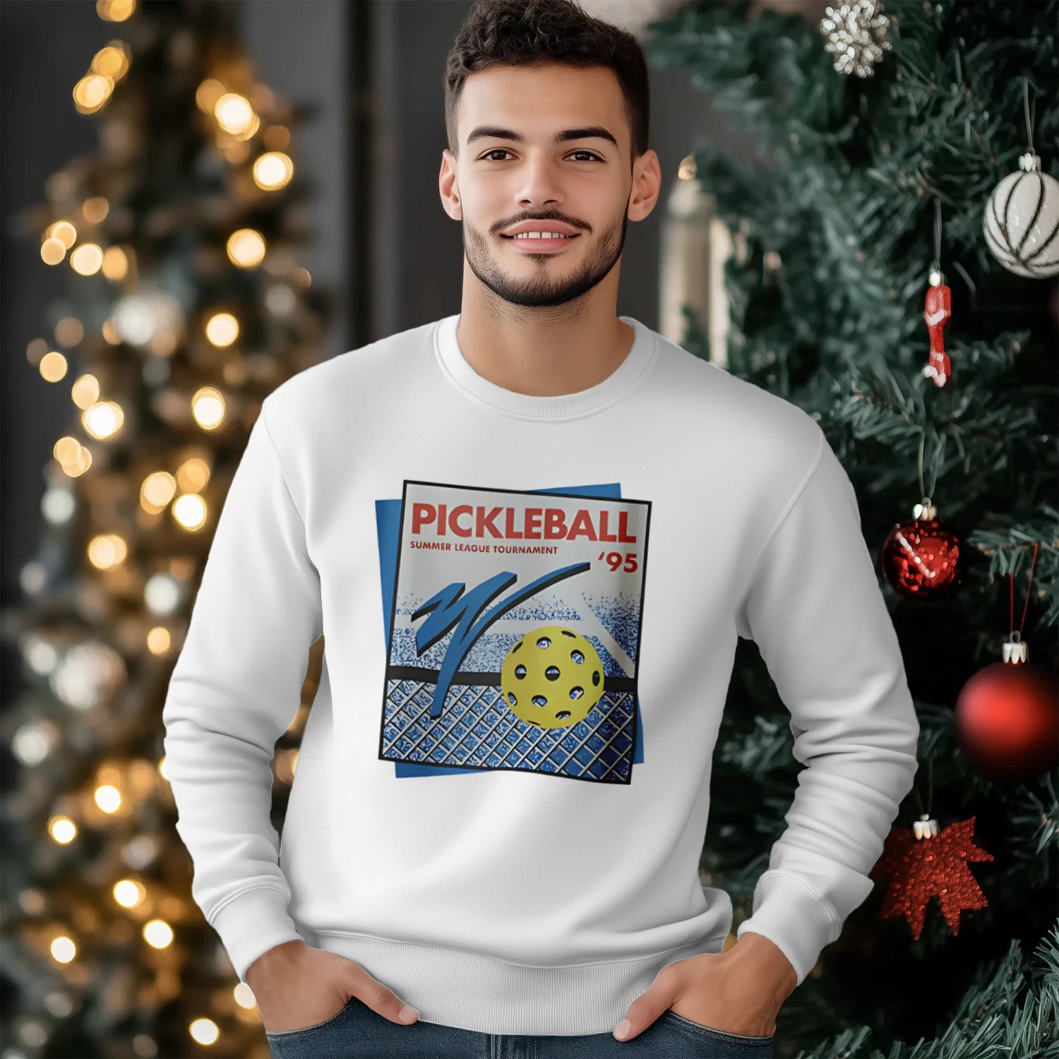 Retro Pickleball Court Men’s Sweatshirt – Funny Gift