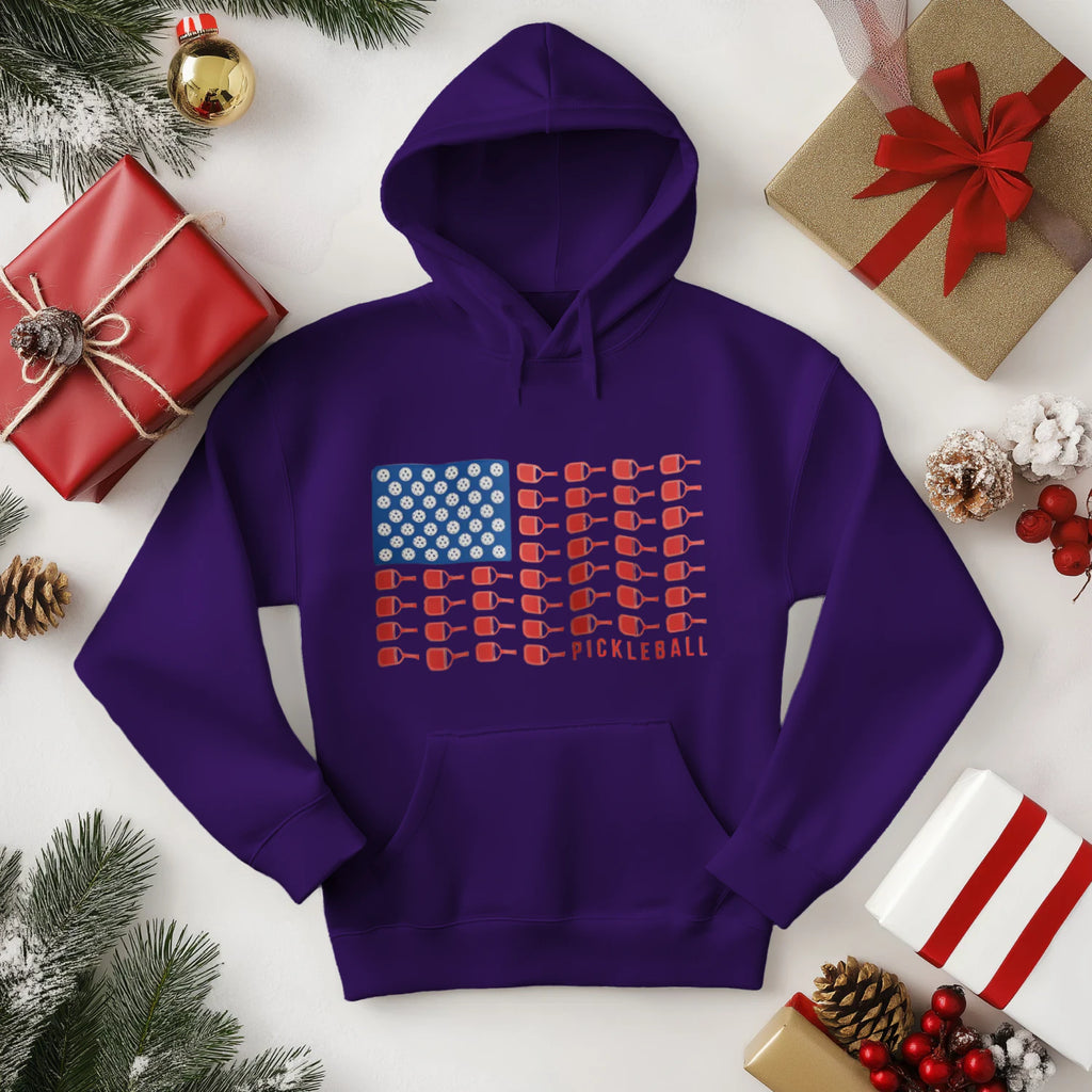 American Flag Pickleball Men’s Hoodie – Funny Gift