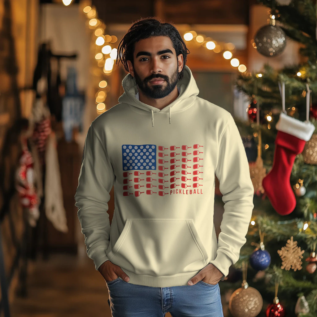 American Flag Pickleball Men’s Hoodie – Funny Gift
