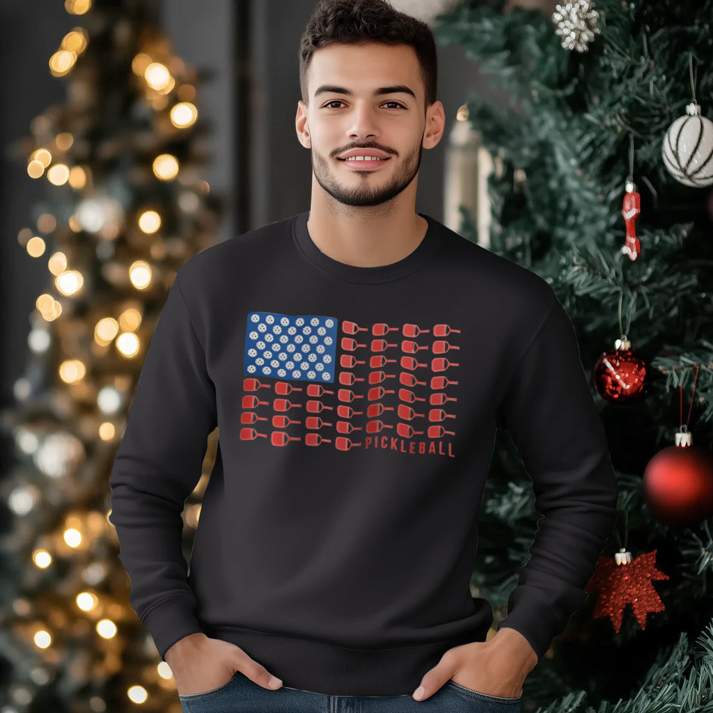 American Flag Pickleball Men’s Sweatshirt – Funny Gift
