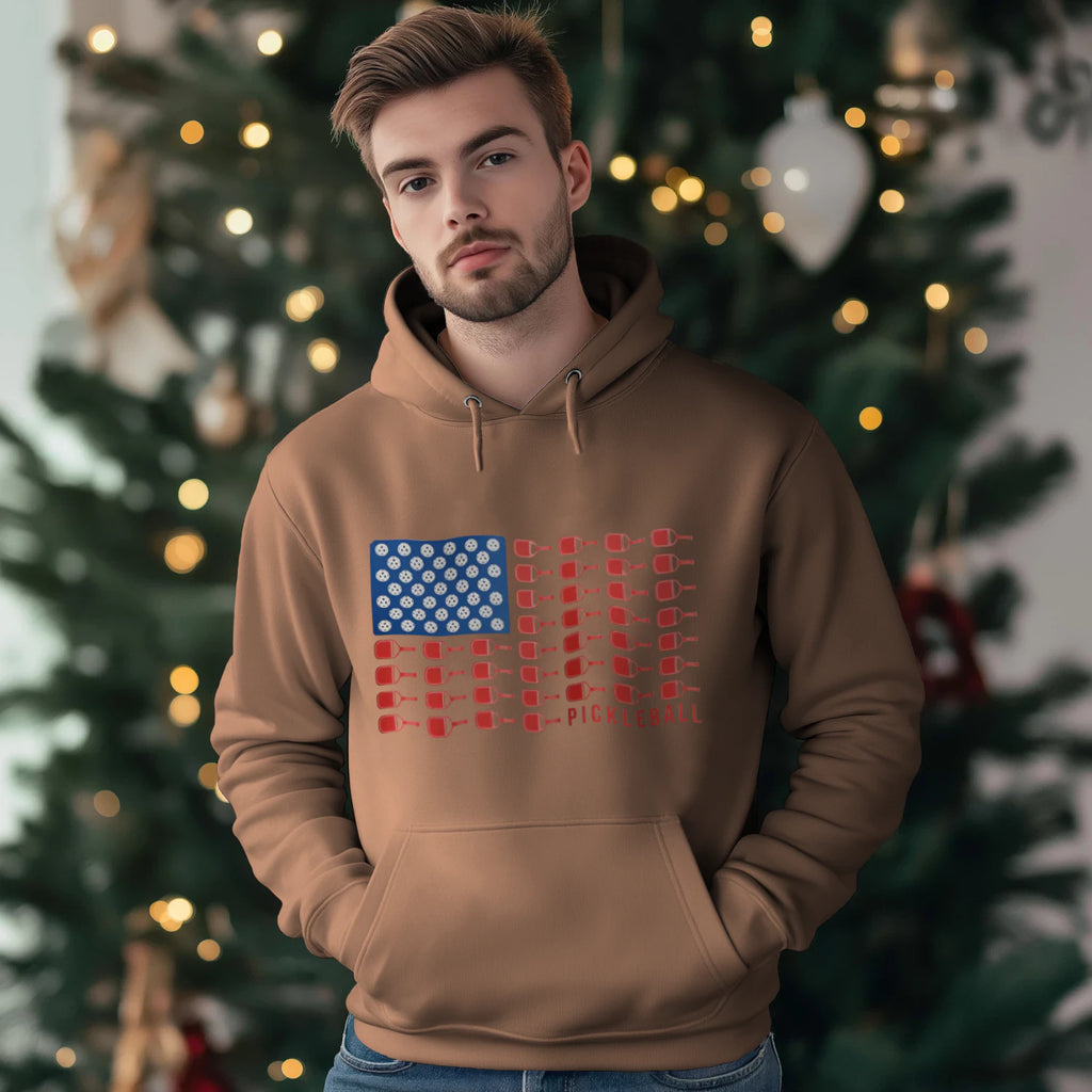 American Flag Pickleball Men’s Hoodie – Funny Gift