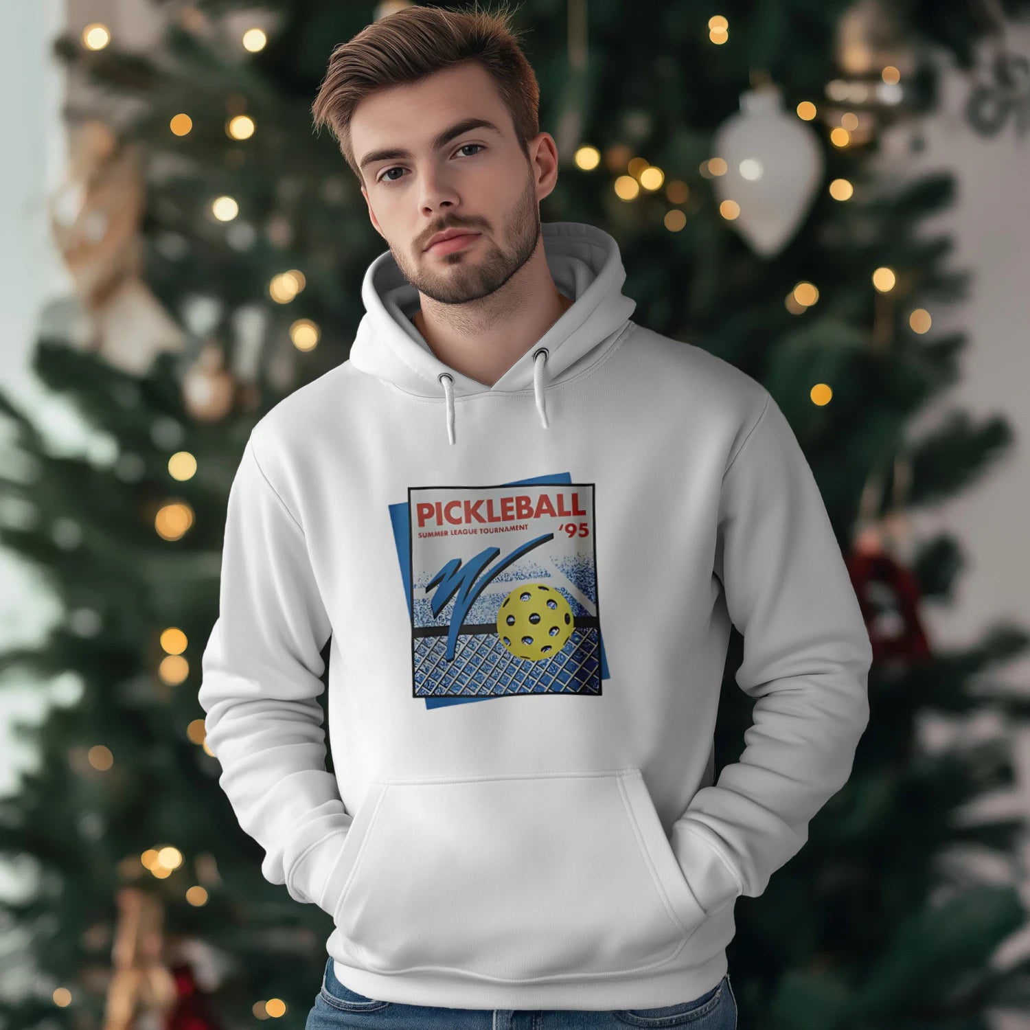 Retro Pickleball Court Men’s Hoodie – Funny Gift