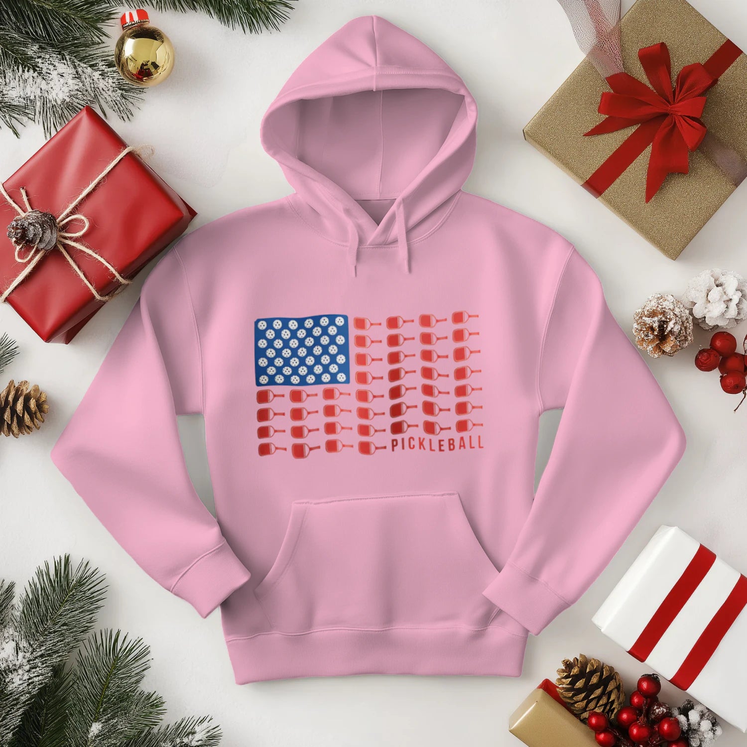 American Flag Pickleball Men’s Hoodie – Funny Gift