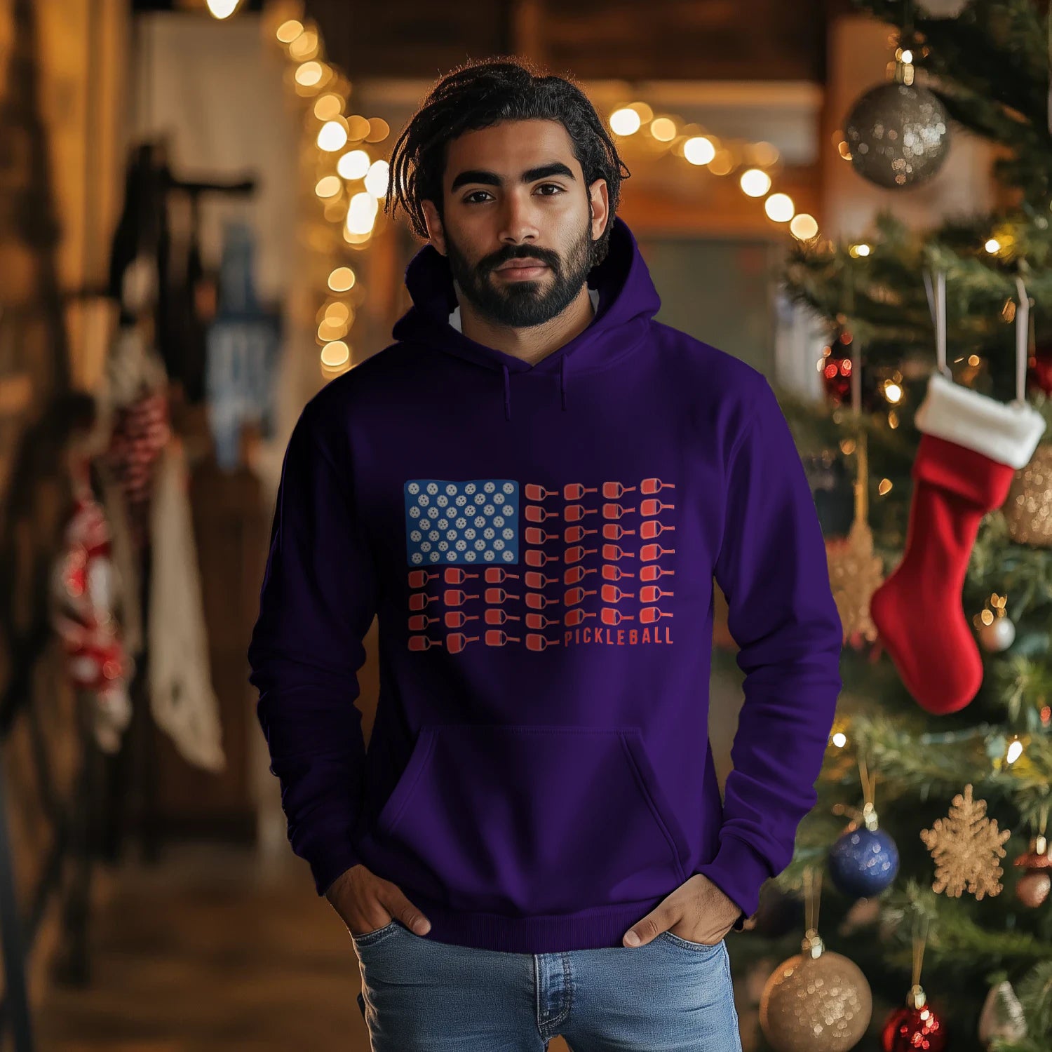 American Flag Pickleball Men’s Hoodie – Funny Gift