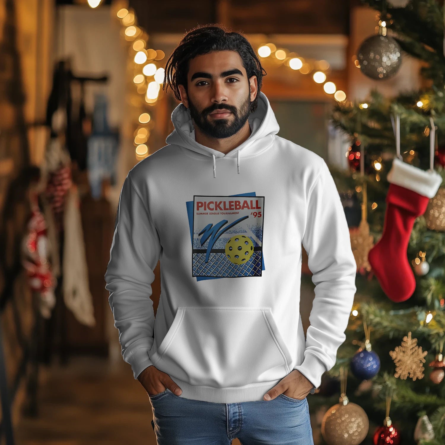 Retro Pickleball Court Men’s Hoodie – Funny Gift