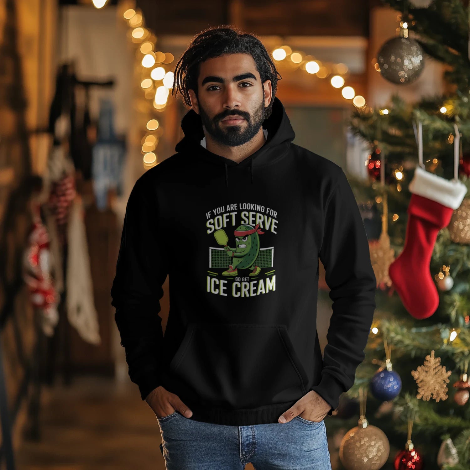 Pickleball & Ice Cream Men’s Hoodie – Funny Gift