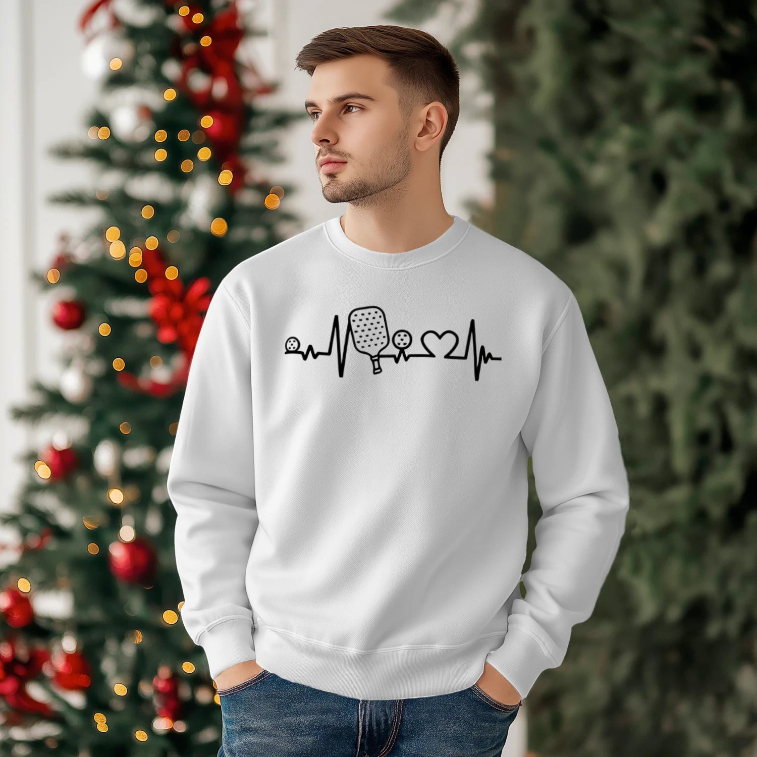 Pickleball Heartbeat Men’s Sweatshirt – Funny Gift