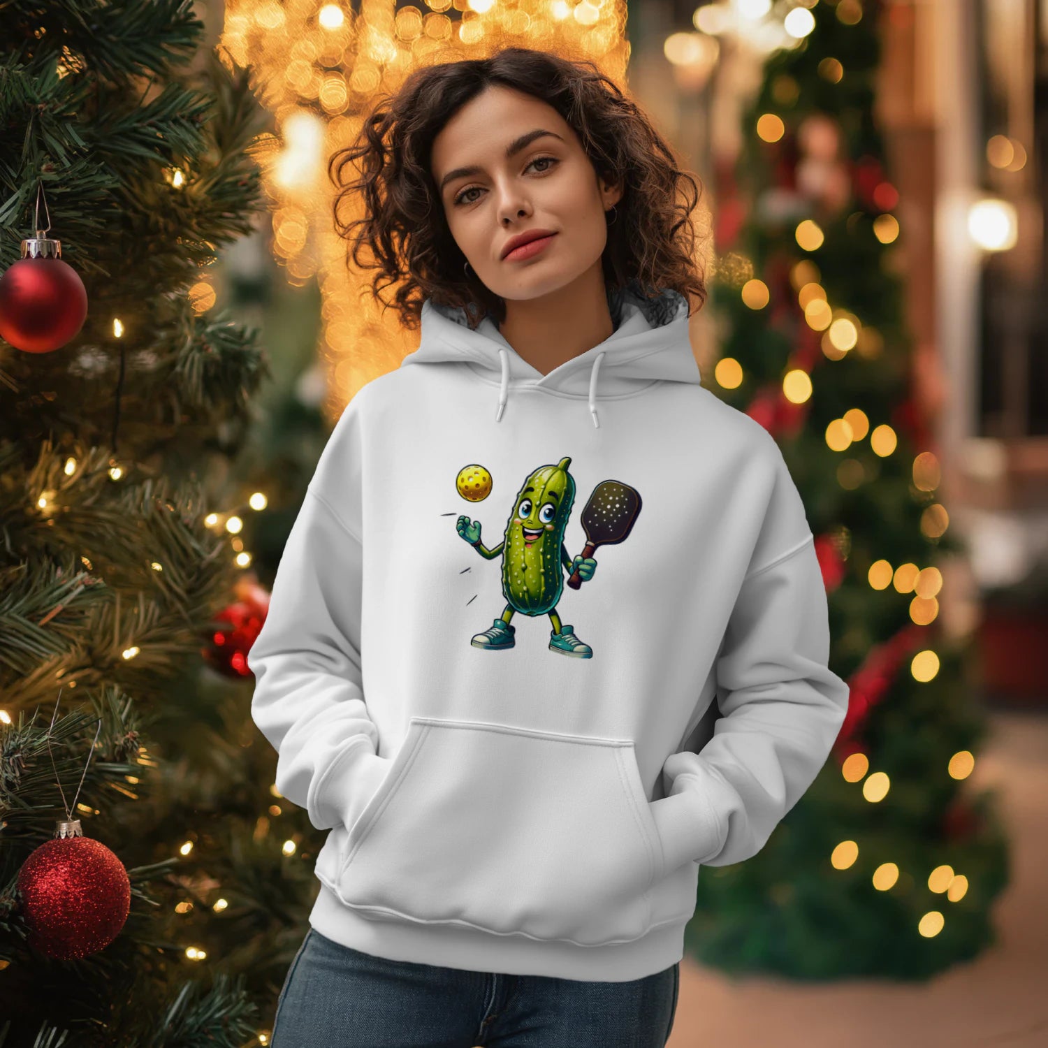 funny pickle pickleball player cartoon Women’s Hoodie – Funny Gift